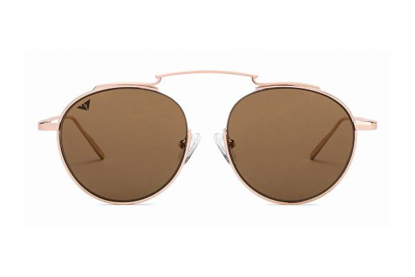 Gold Full Rim Round Sunglasses