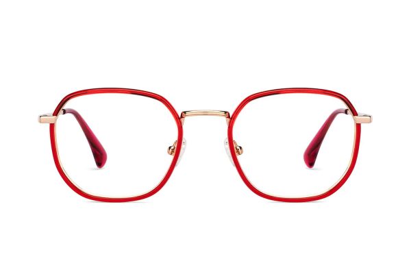Gold Maroon Full Rim Wayfarer Eyeglasses
