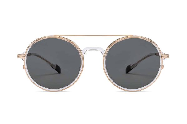 Gold Transparent Full Rim Round Sunglasses