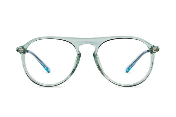 Green Transparent Full Rim Aviator Eyeglasses