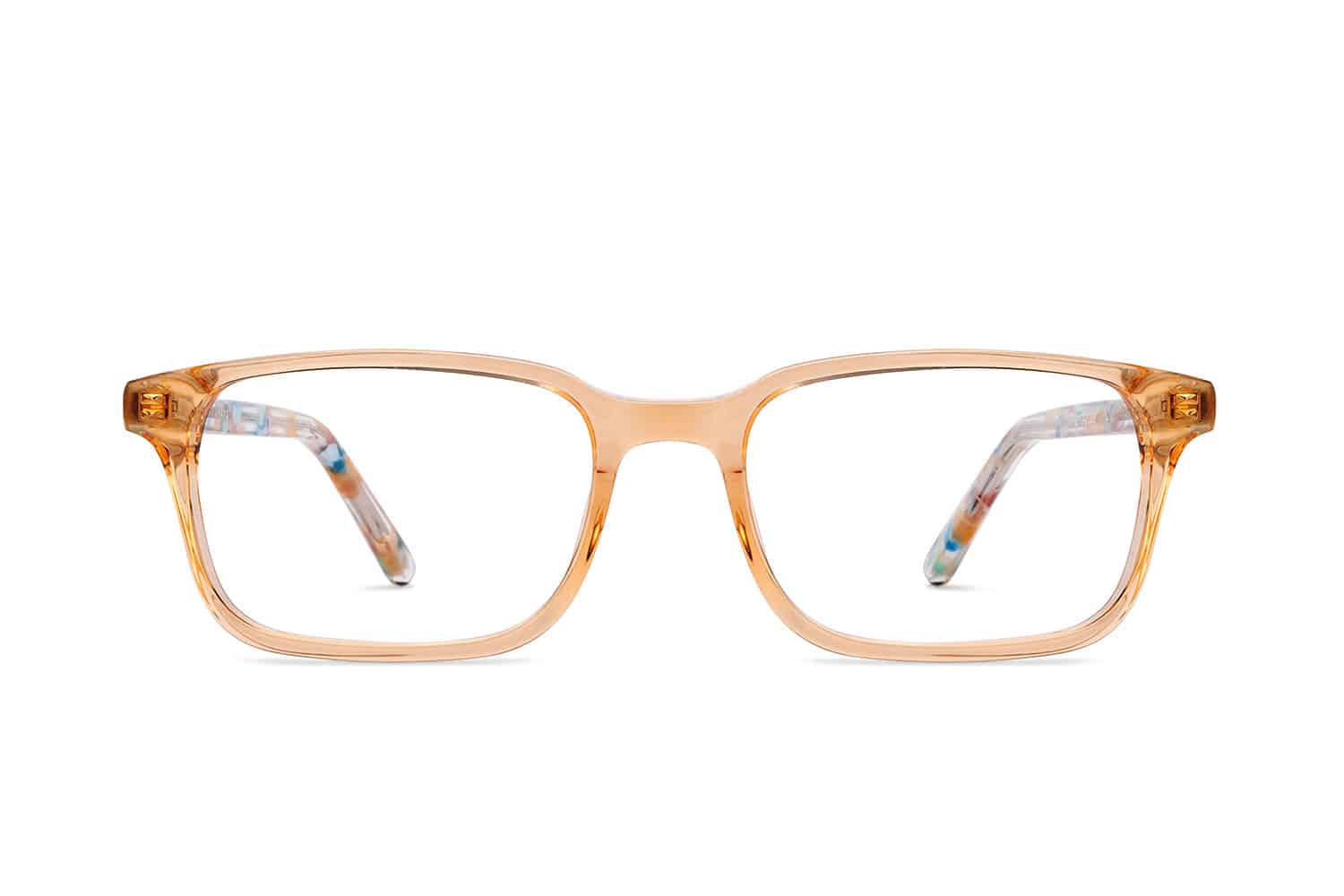 Orange Transparent Full Rim Rectangle Eyeglasses